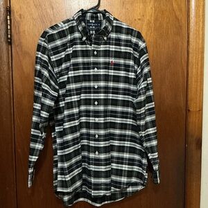 Ralph Lauren Plaid Button Down Shirt XL Green Navy White Cotton